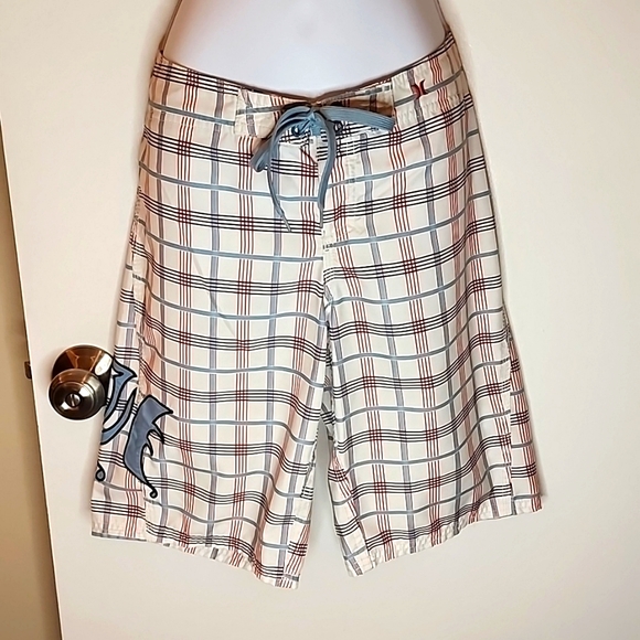 Hurley Boardshorts, Blue, Red, White Striped, Size 5 - Picture 1 of 6